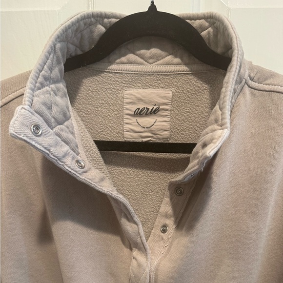 Aerie Tan Quarter Snap Pullover Sweatshirt Size S - Picture 13 of 13